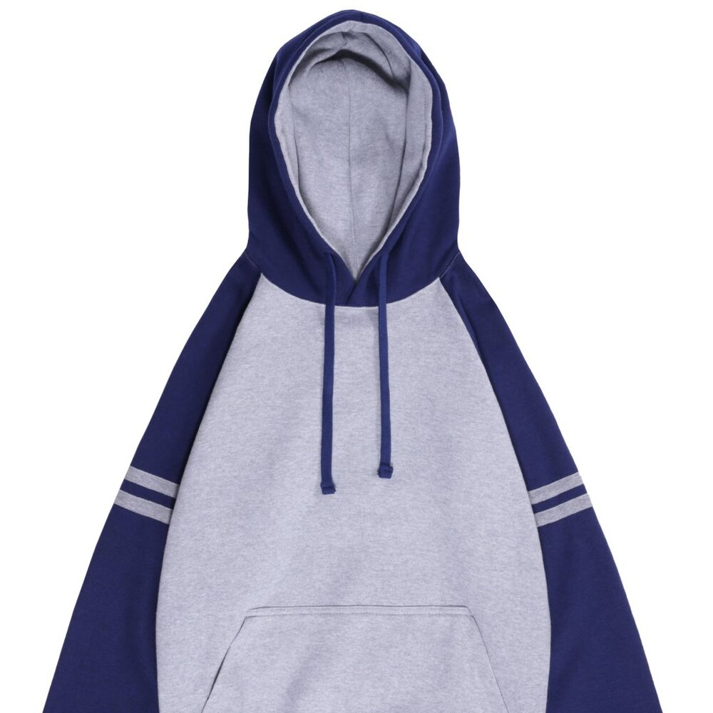 Men's Premium Heavyweight Pullover Two-Tone Hoodies HGrey Blue